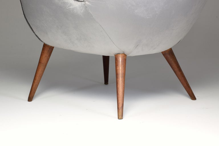 Shop 1940s Midcentury Franco Buzzi Grey Velvet Armchair - Spirit Gallery Vintage Furniture