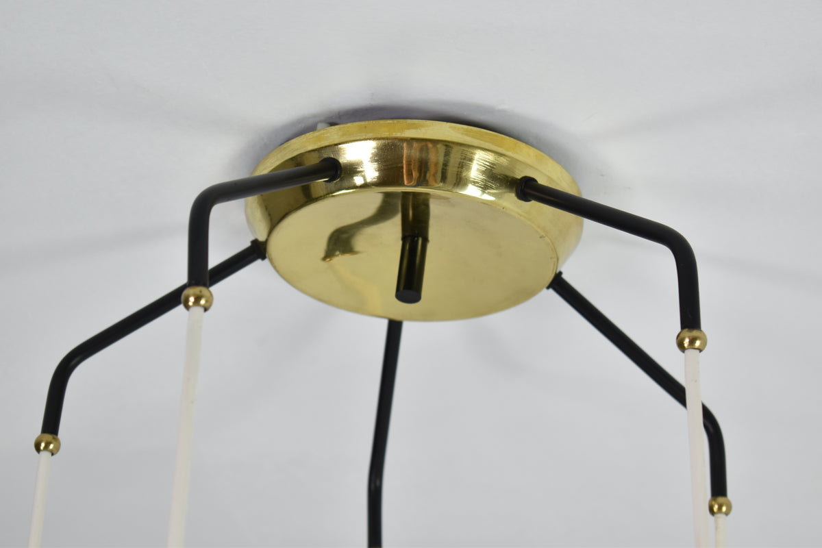 Shop 1950s Italian 5-Light Opaline Glass & Brass Pendant by Stilnovo - Spirit Gallery Vintage Furniture