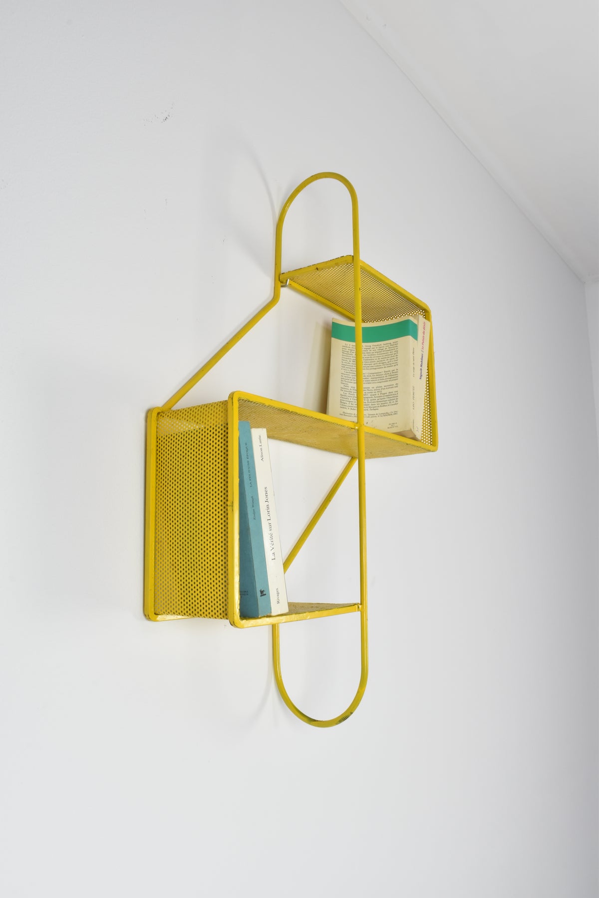 Shop French Metal Wall Shelf "Clé de Sol" by Mathieu Matégot, 1955 - Spirit Gallery Vintage Furniture