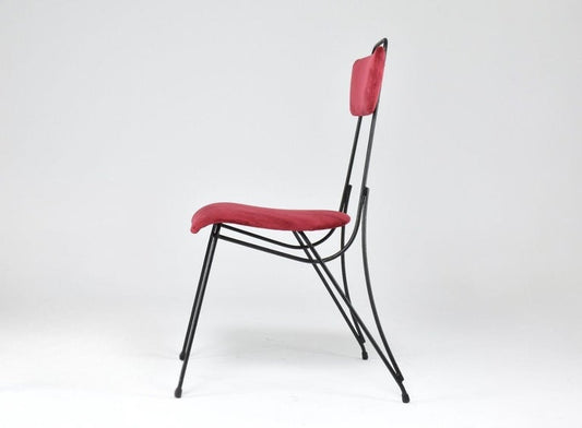Shop French Midcentury Metal and Velvet Chair, 1950s - Spirit Gallery Vintage Furniture