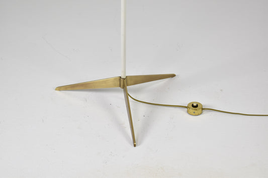 Shop Italian Brass and White Metal Tripod Floor Lamp in the Style of Stilnovo, 1950s - Spirit Gallery Vintage Furniture
