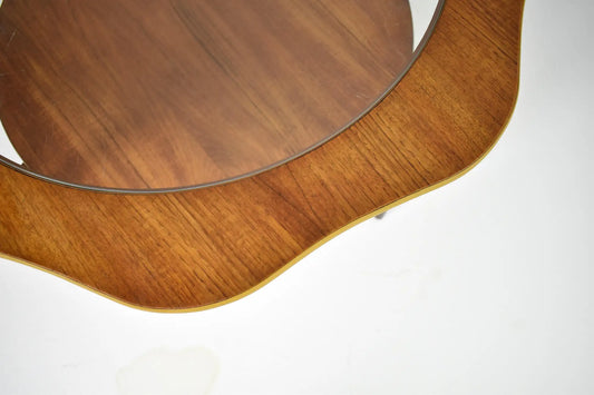 Organic Biomorphic Scalloped Teak and Glass Cocktail Table, Circa 1960