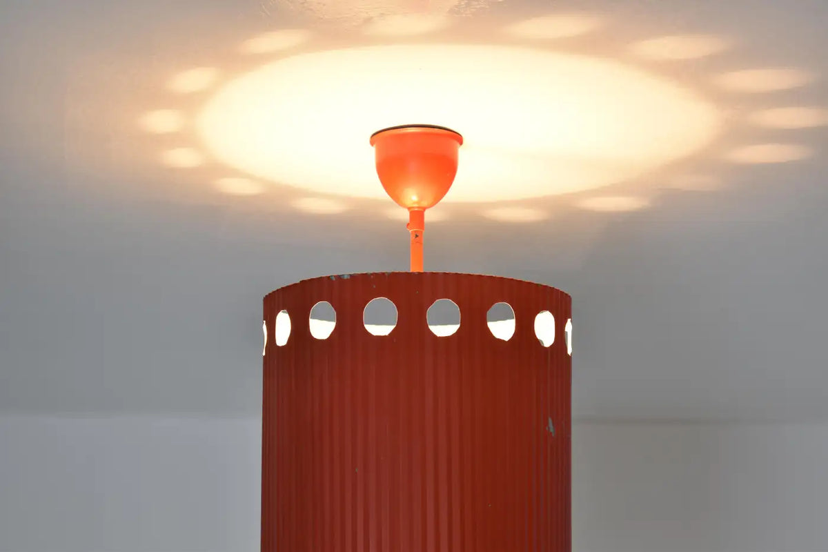 Original Mathieu Matégot "Java" Pendant in Red Lacquer, 1950s