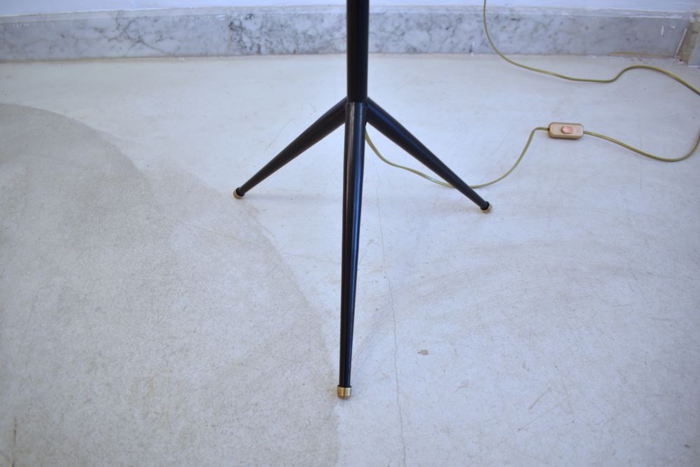 Vintage Italian Six-Light Brass and Opaline Glass Floor Lamp, 1950s