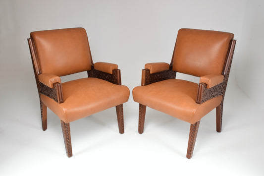 1950's Pair of Art Deco Style Sculpted Armchairs - Spirit Gallery