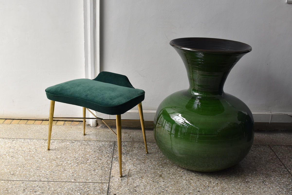 1950's Italian Velvet and Brass Stool - Spirit Gallery