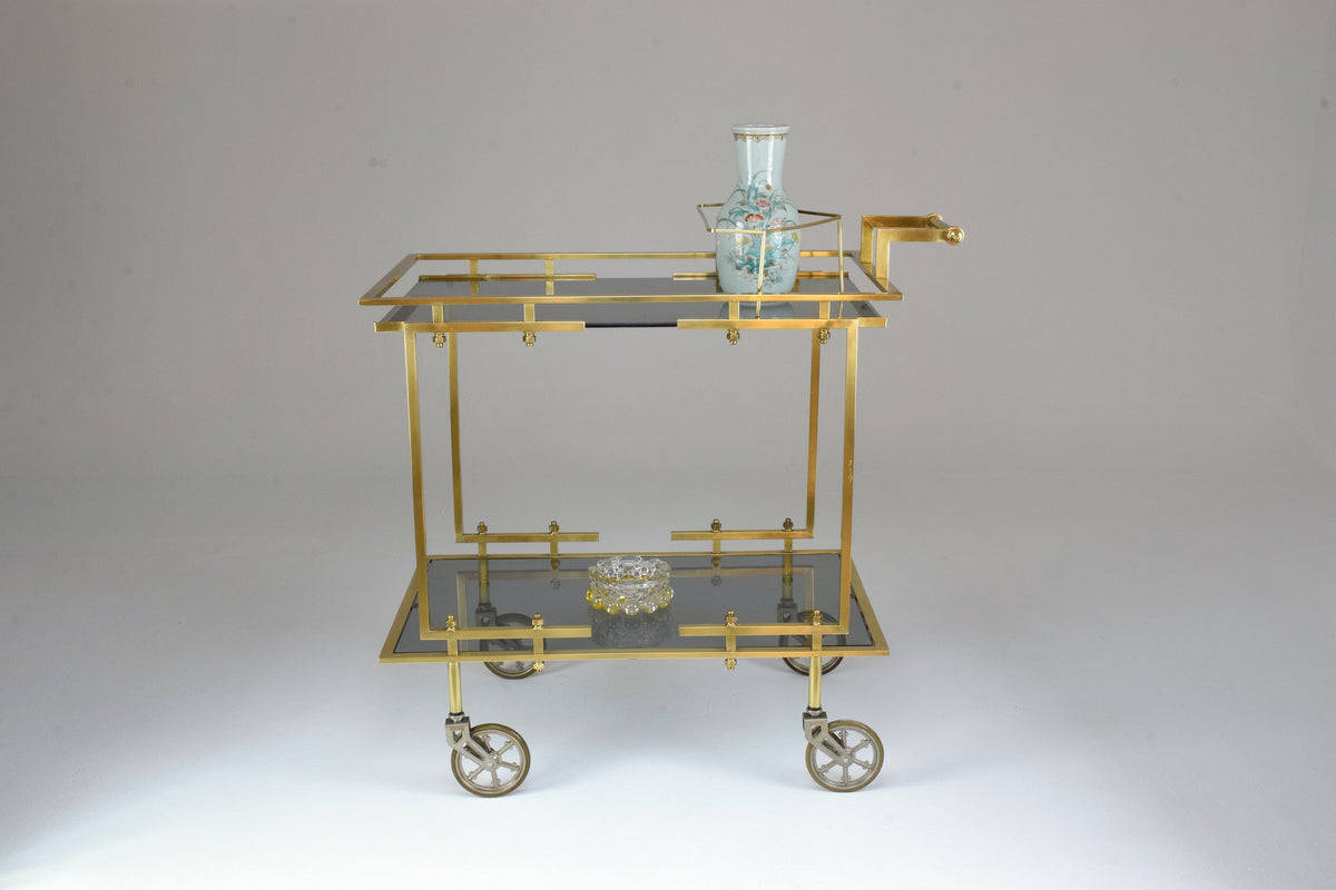 French Brass Bar or Serving Cart Trolley, 1970's - Spirit Gallery