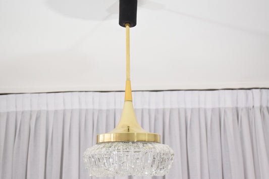 French Midcentury Brass Glass Pendant Attributed to Arlus, 1950s - Spirit Gallery