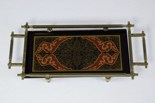 French Vintage Glass and Metal Tray, 1950's - Spirit Gallery