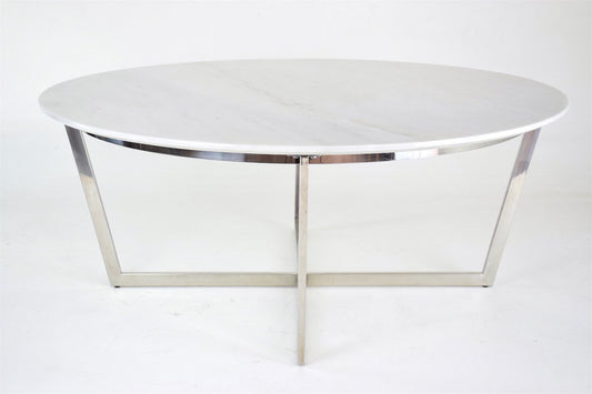 Mid-Century Steel and Marble Coffee Table, France, 1970's - Spirit Gallery