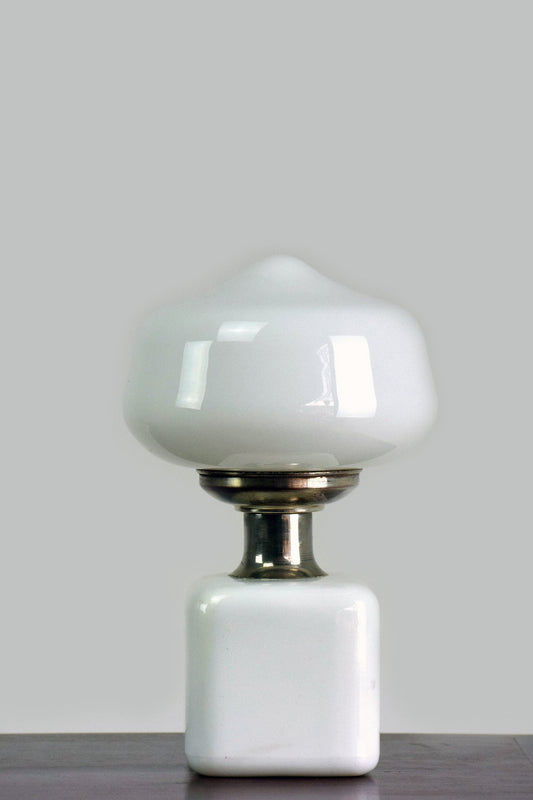 Opaque White Glass Table Lamp, 1970'S - Spirit Gallery