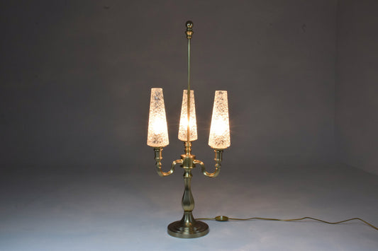 Vintage Three-Light Brass Glass Table Lamp - Spirit Gallery