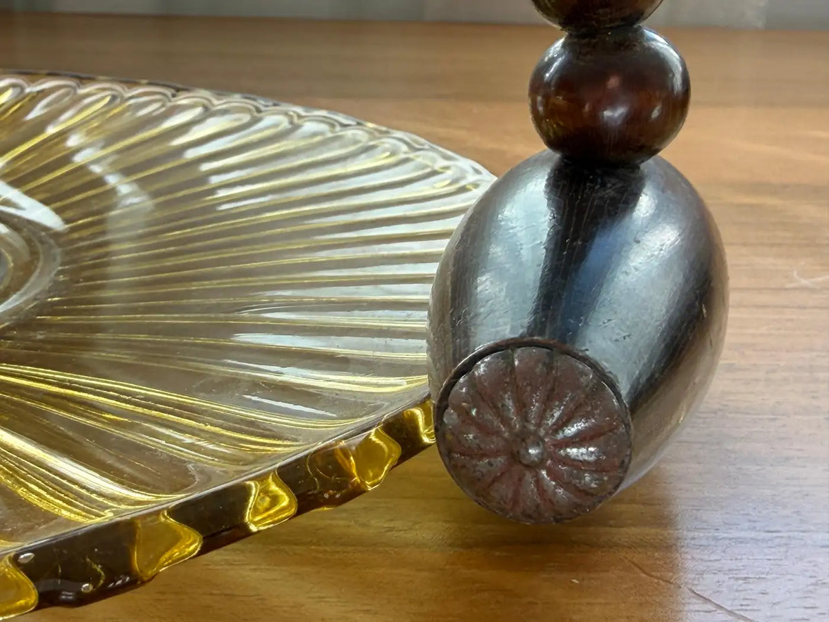 Centre de table vintage en bois de style Art déco français des années 1930
