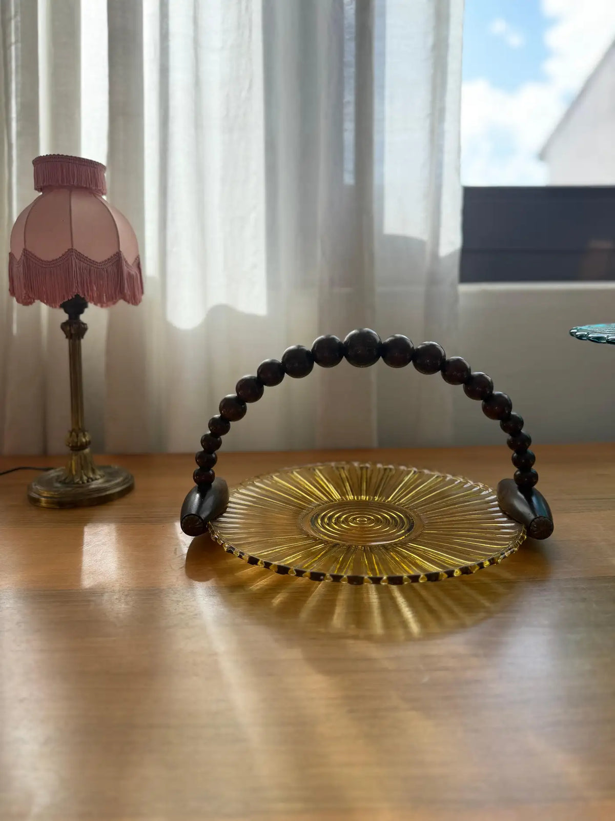 Centre de table vintage en bois de style Art déco français des années 1930