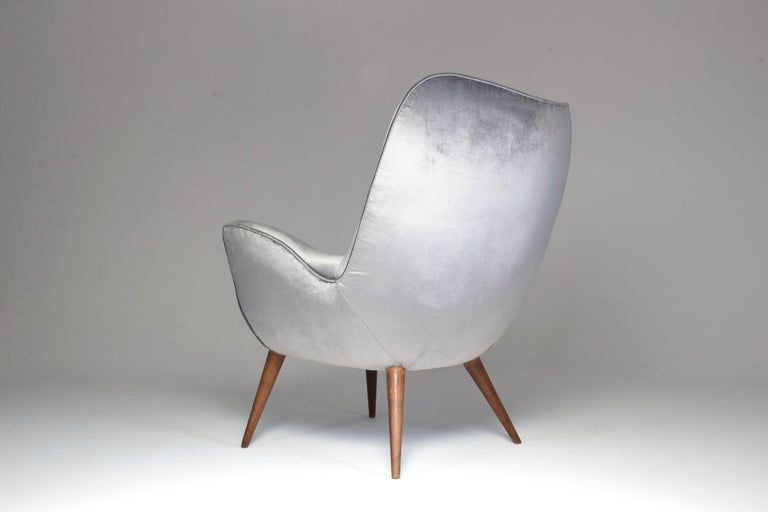 Shop 1940s Midcentury Franco Buzzi Grey Velvet Armchair - Spirit Gallery Vintage Furniture