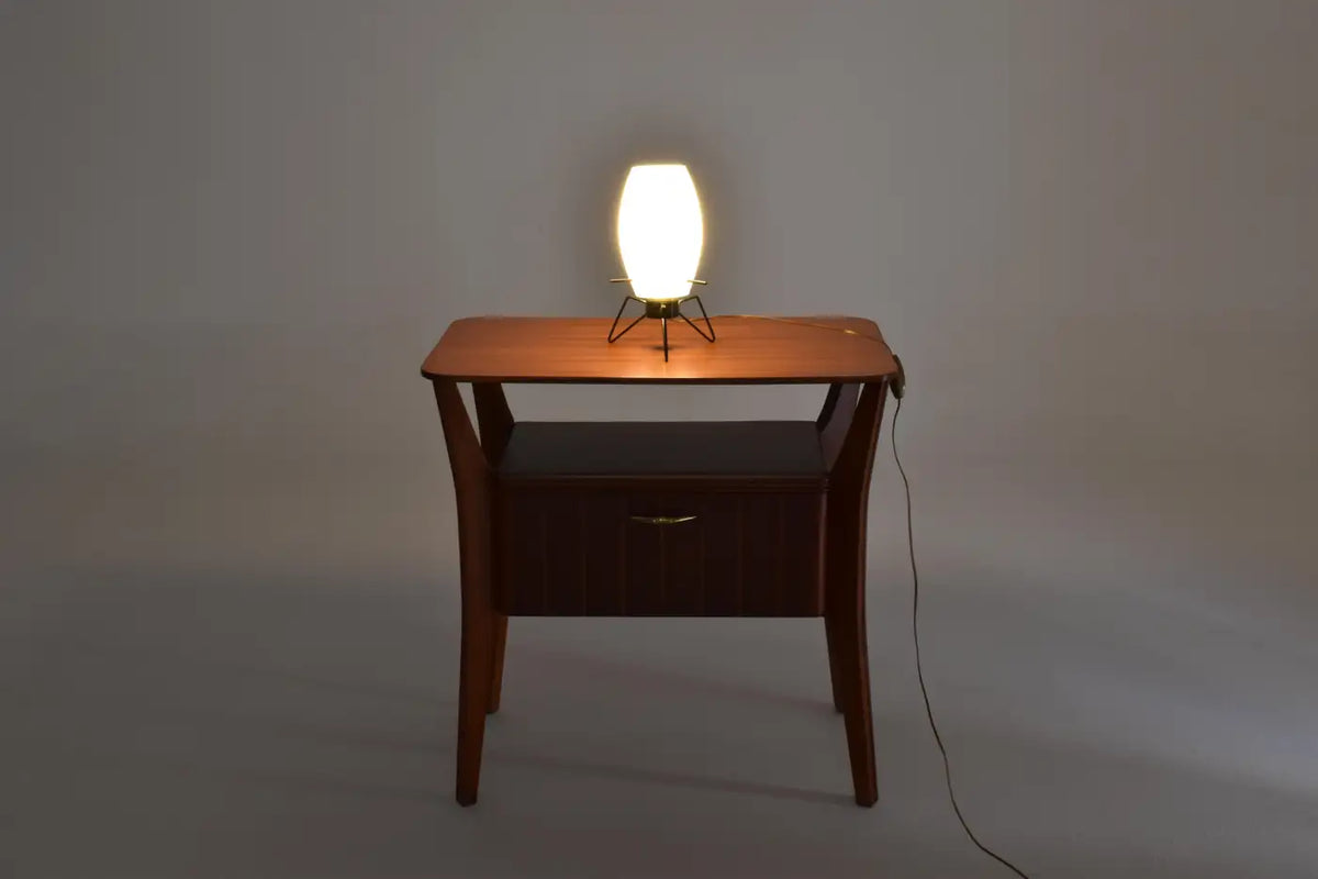1950's Glass & Metal Table Lamp