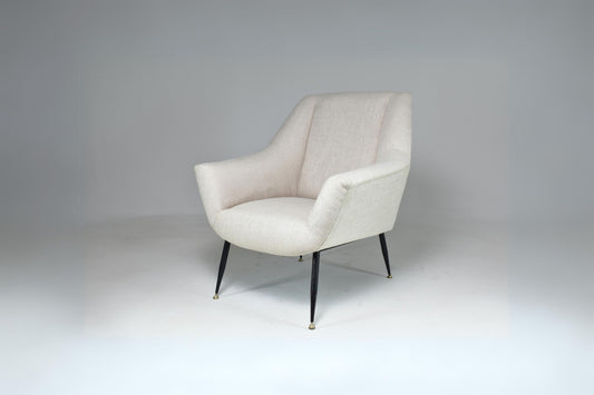 Restored Italian Mid-Century Modern Wingback Armchair, 1950s Design