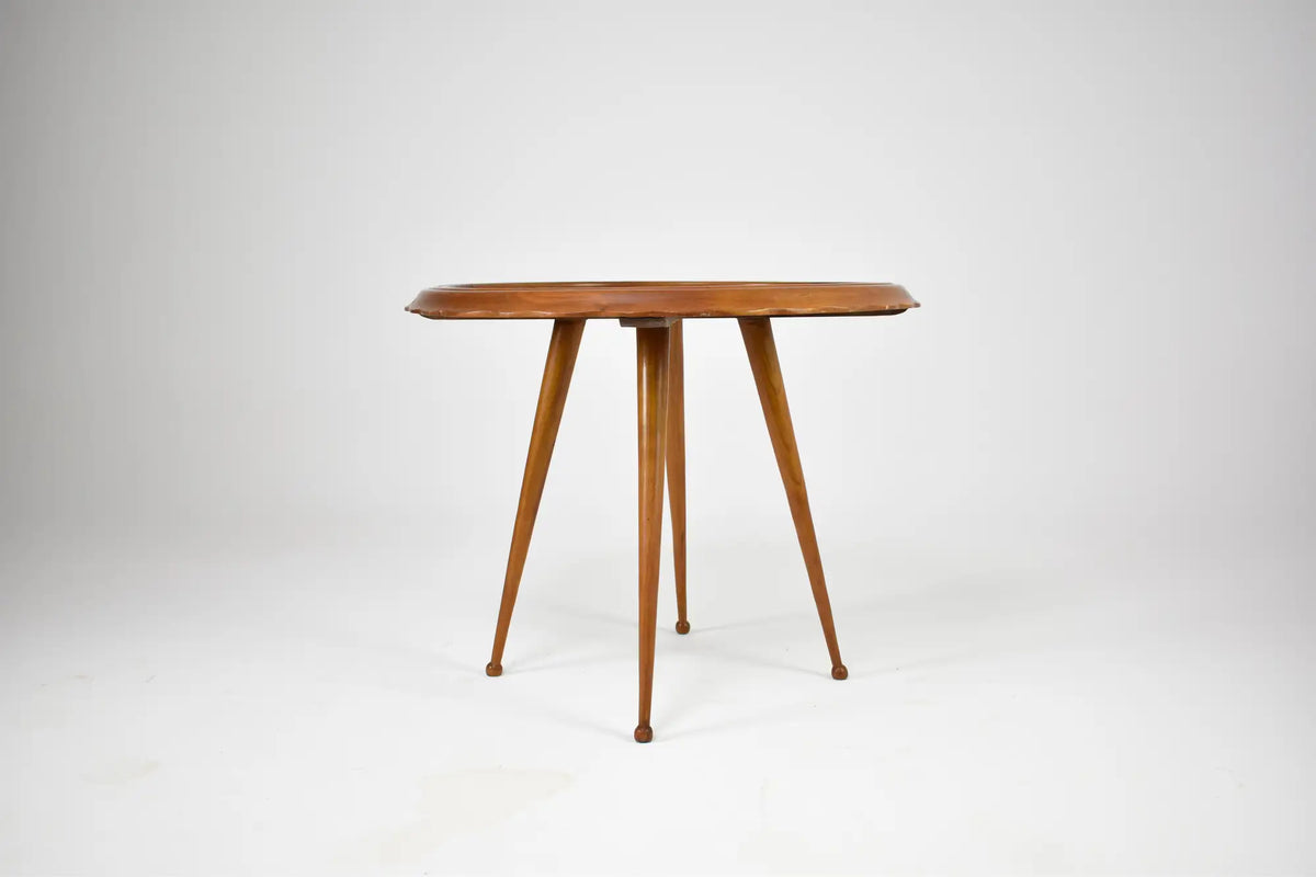 Shop Vintage Italian Scalloped Cherry Side Table Attributed to Paolo Buffa, 1950s - Spirit Gallery Vintage Furniture