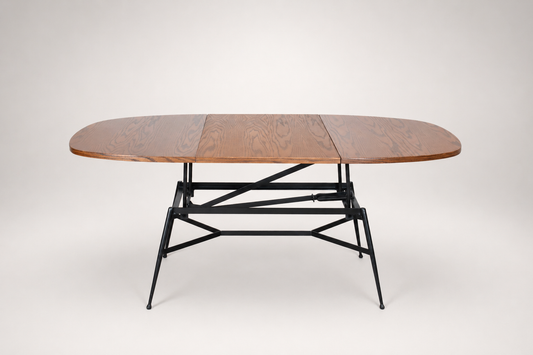 Shop Adjustable Scandinavian, Coffee-to-Dining Table, 1960s, Teak & Black Steel - Spirit Gallery Vintage Furniture