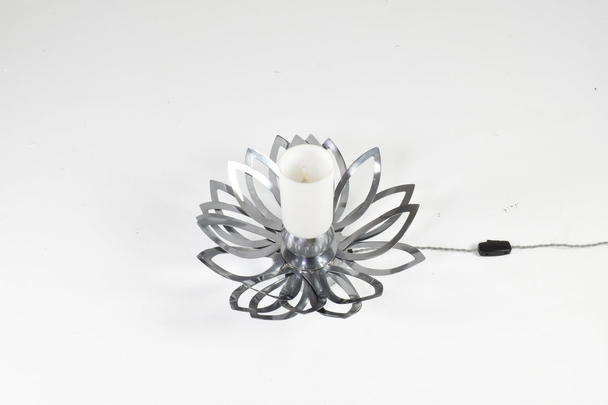 Lampe Fleur en Inox Années 70 par Jacqueline Trocmé