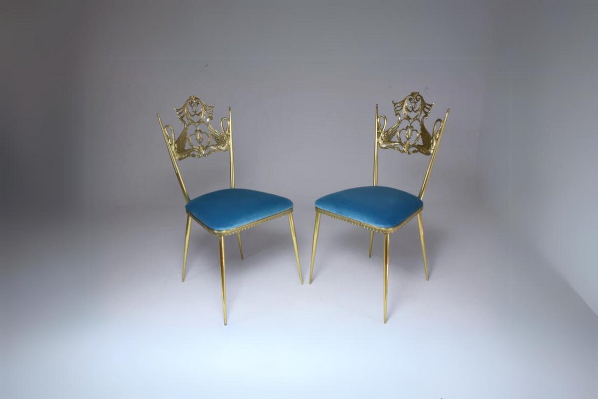 Shop 20th Century Pair of Italian Vintage Brass Swan Chairs, 1950s - Spirit Gallery Vintage Furniture