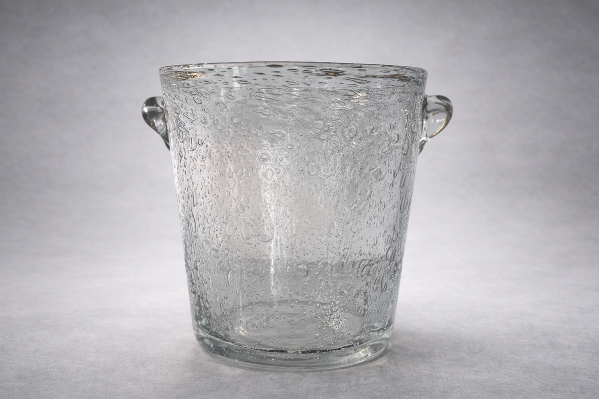 French Bubbled-Glass Champagne Bucket, in the Style of Biot, 1960s