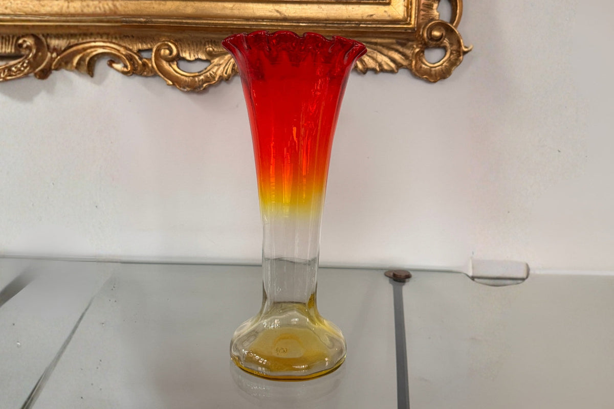 Art Nouveau Amberina Glass Trumpet Vase, c. 1890–1910