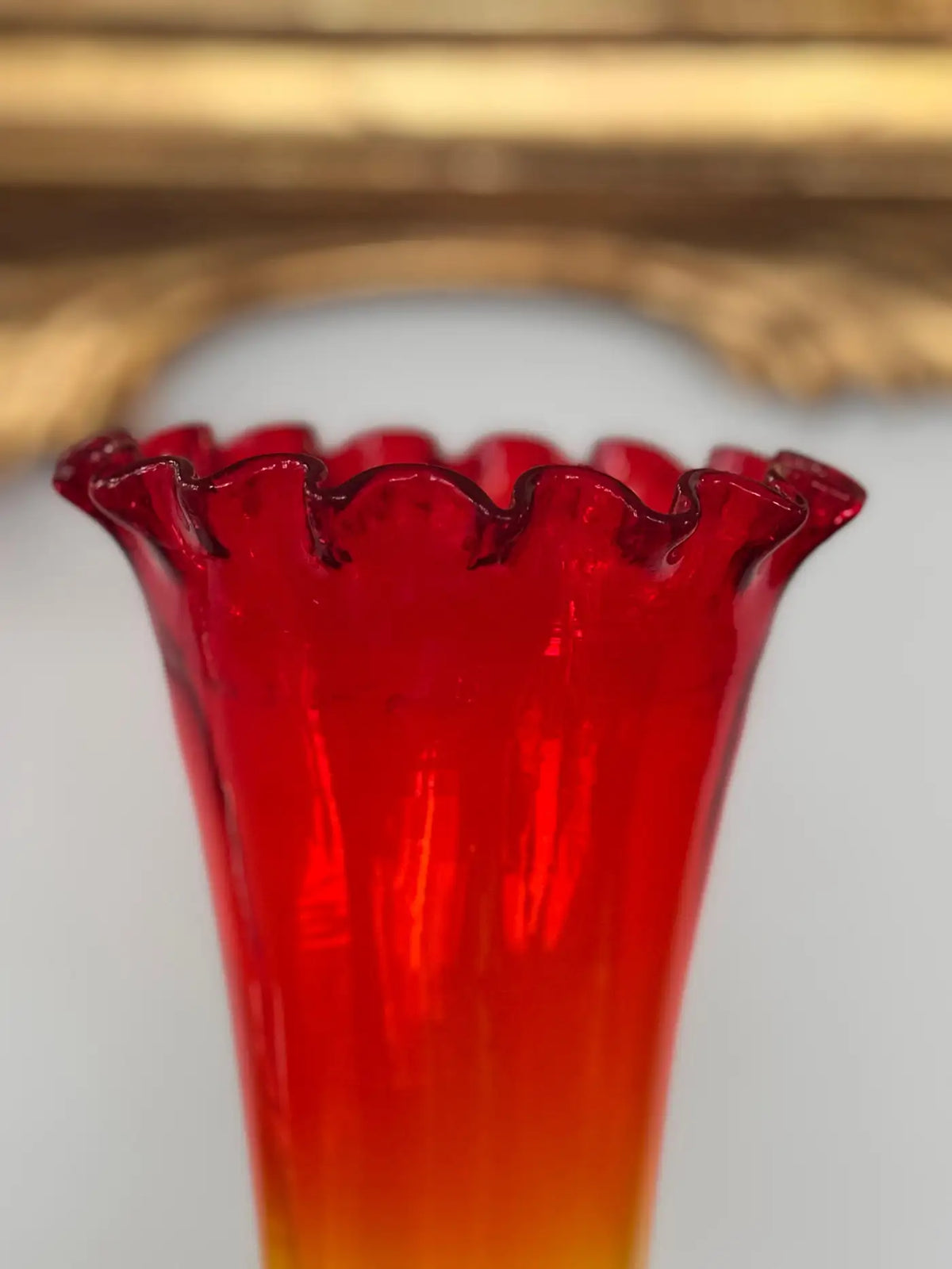 Art Nouveau Amberina Glass Trumpet Vase, c. 1890–1910