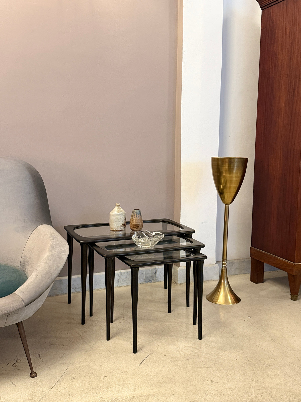 Shop Celis Contemporary Hammered Nickel Brass Champagne Bucket Stand - Spirit Gallery Vintage Furniture