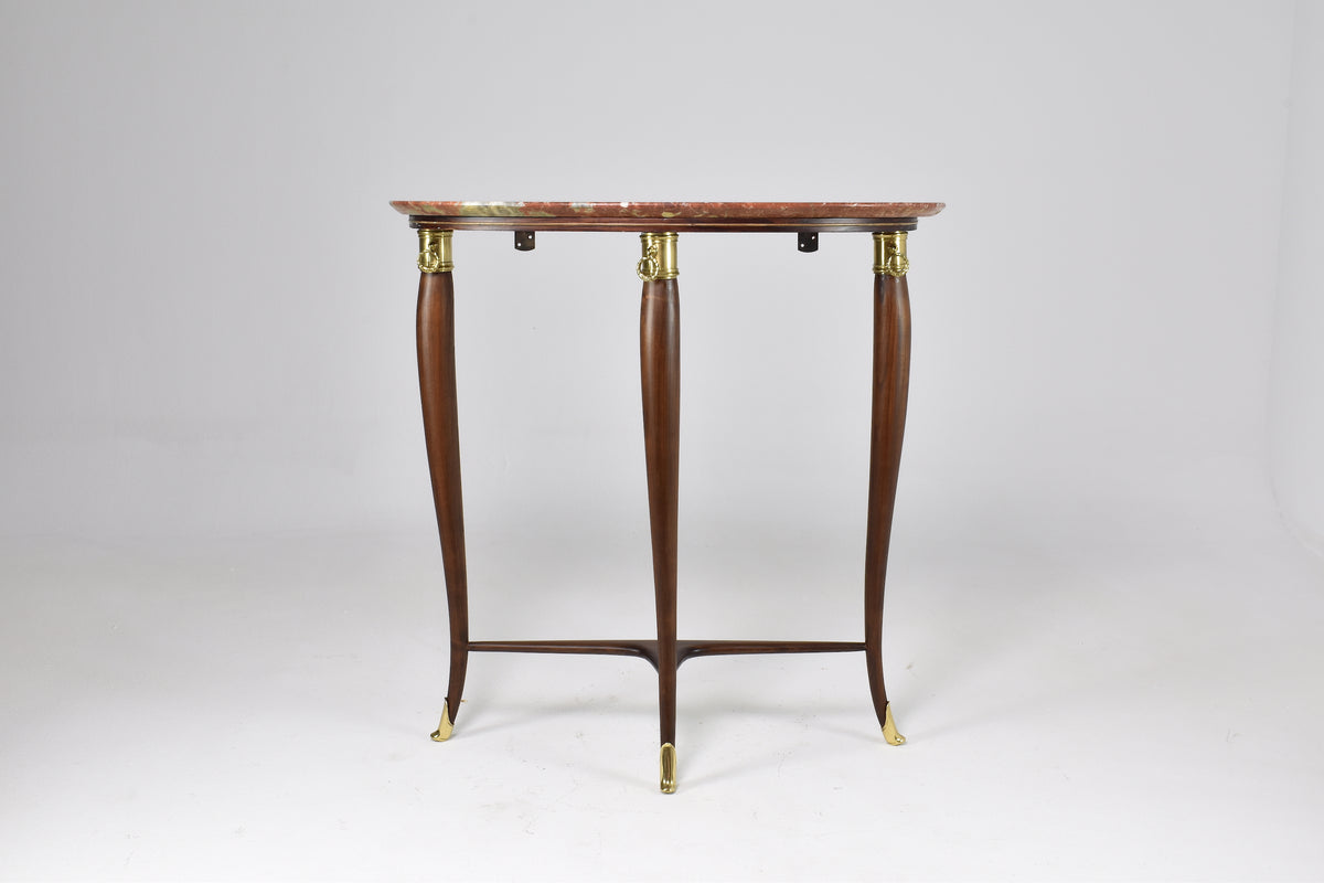 1950's Italian Half Moon Marble Console Table