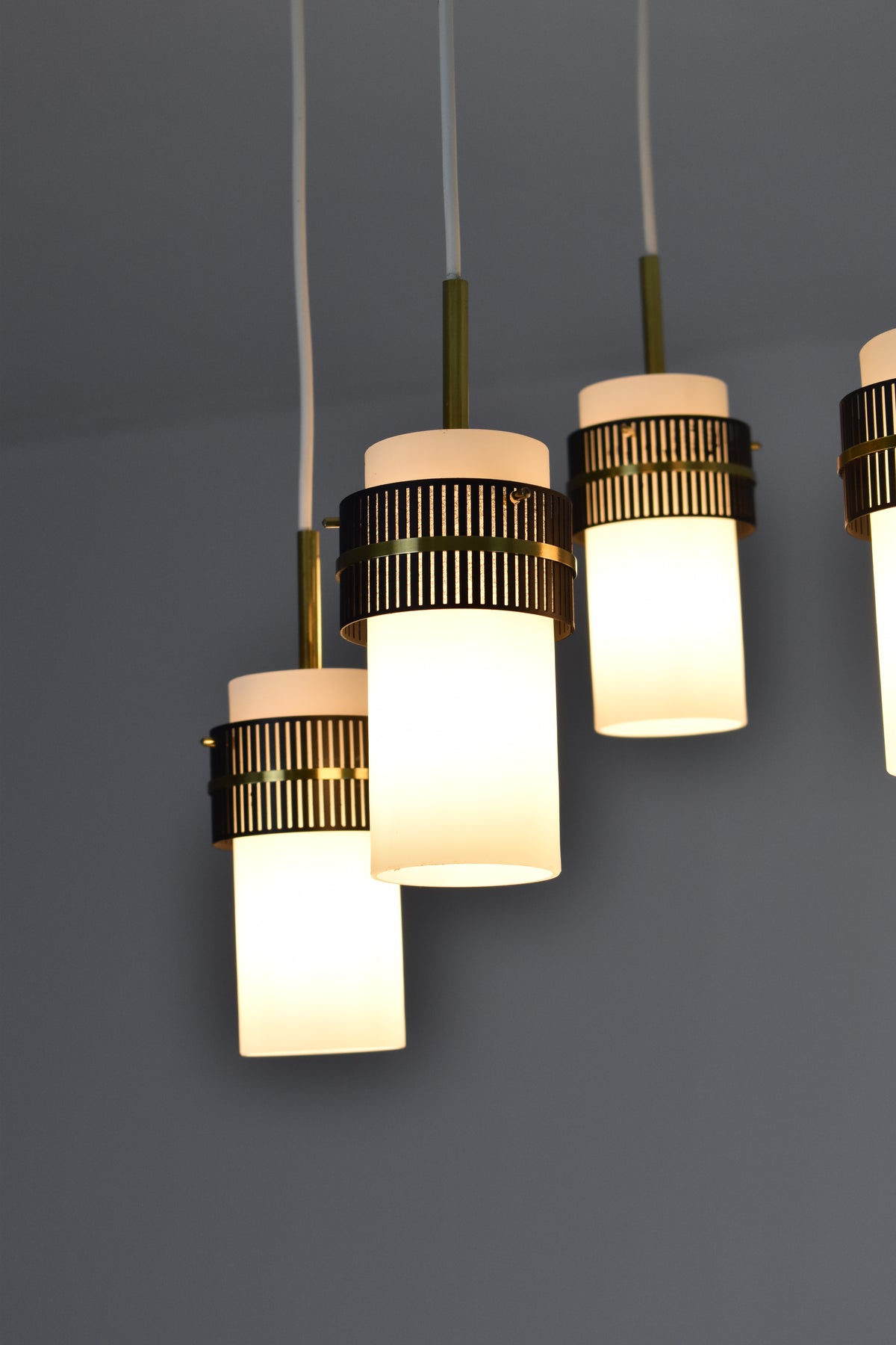 Shop 1950s Italian 5-Light Opaline Glass & Brass Pendant by Stilnovo - Spirit Gallery Vintage Furniture