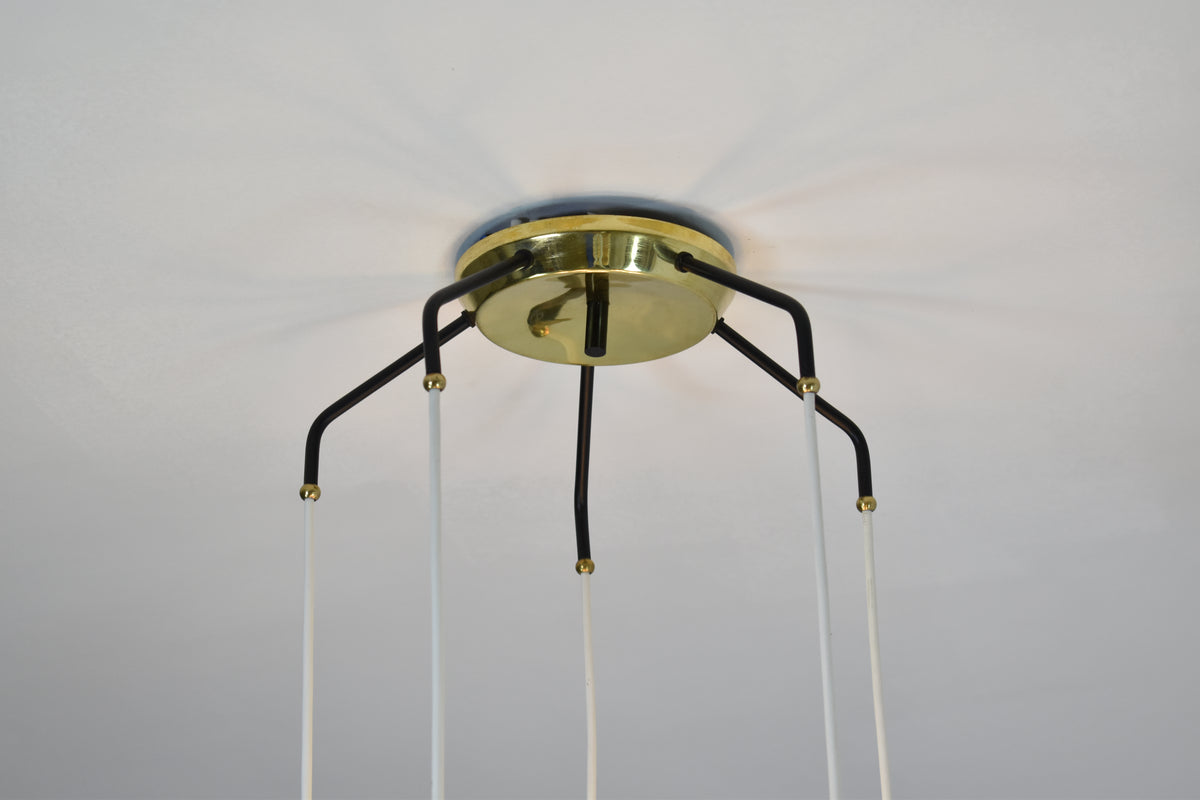 Shop 1950s Italian 5-Light Opaline Glass & Brass Pendant by Stilnovo - Spirit Gallery Vintage Furniture