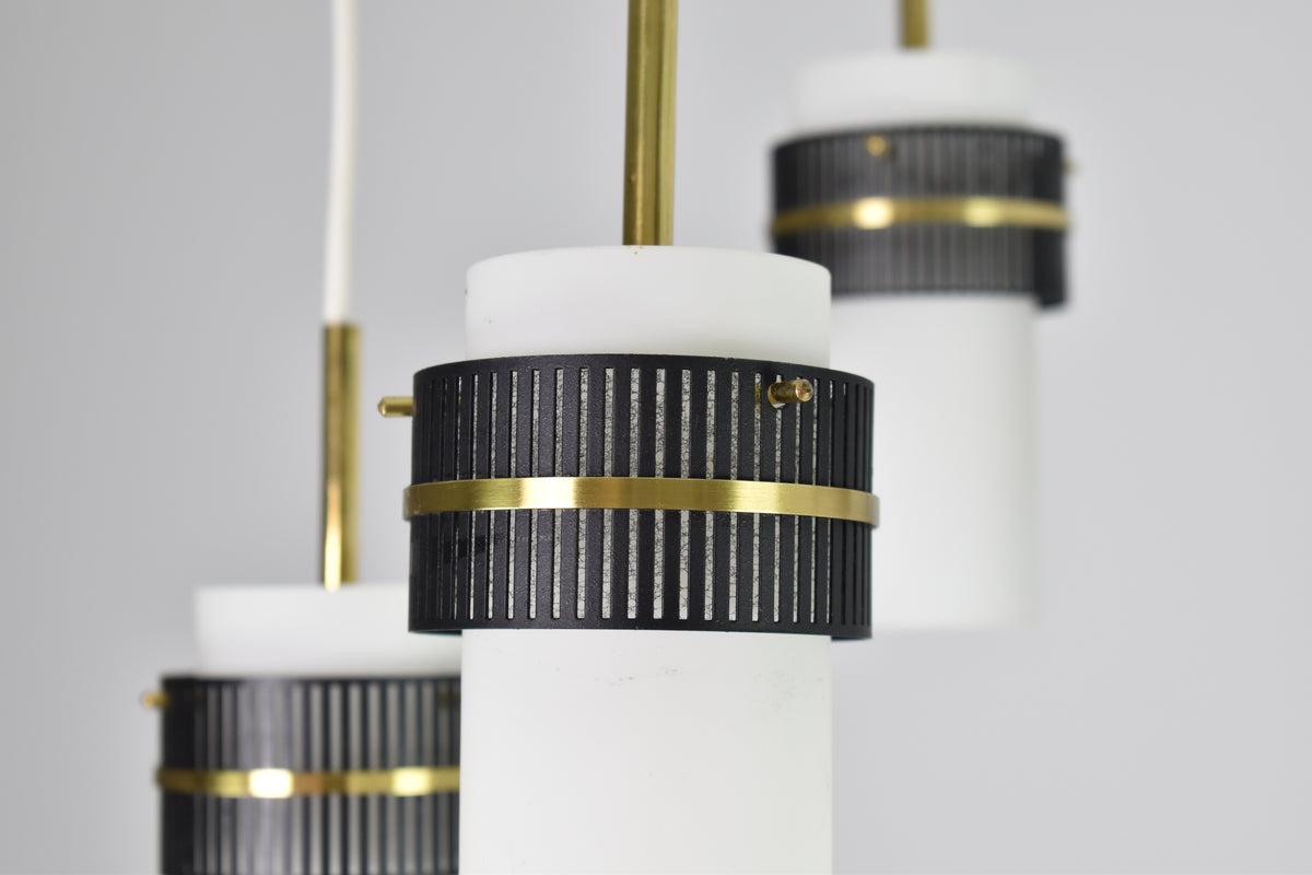 Shop 1950s Italian 5-Light Opaline Glass & Brass Pendant by Stilnovo - Spirit Gallery Vintage Furniture