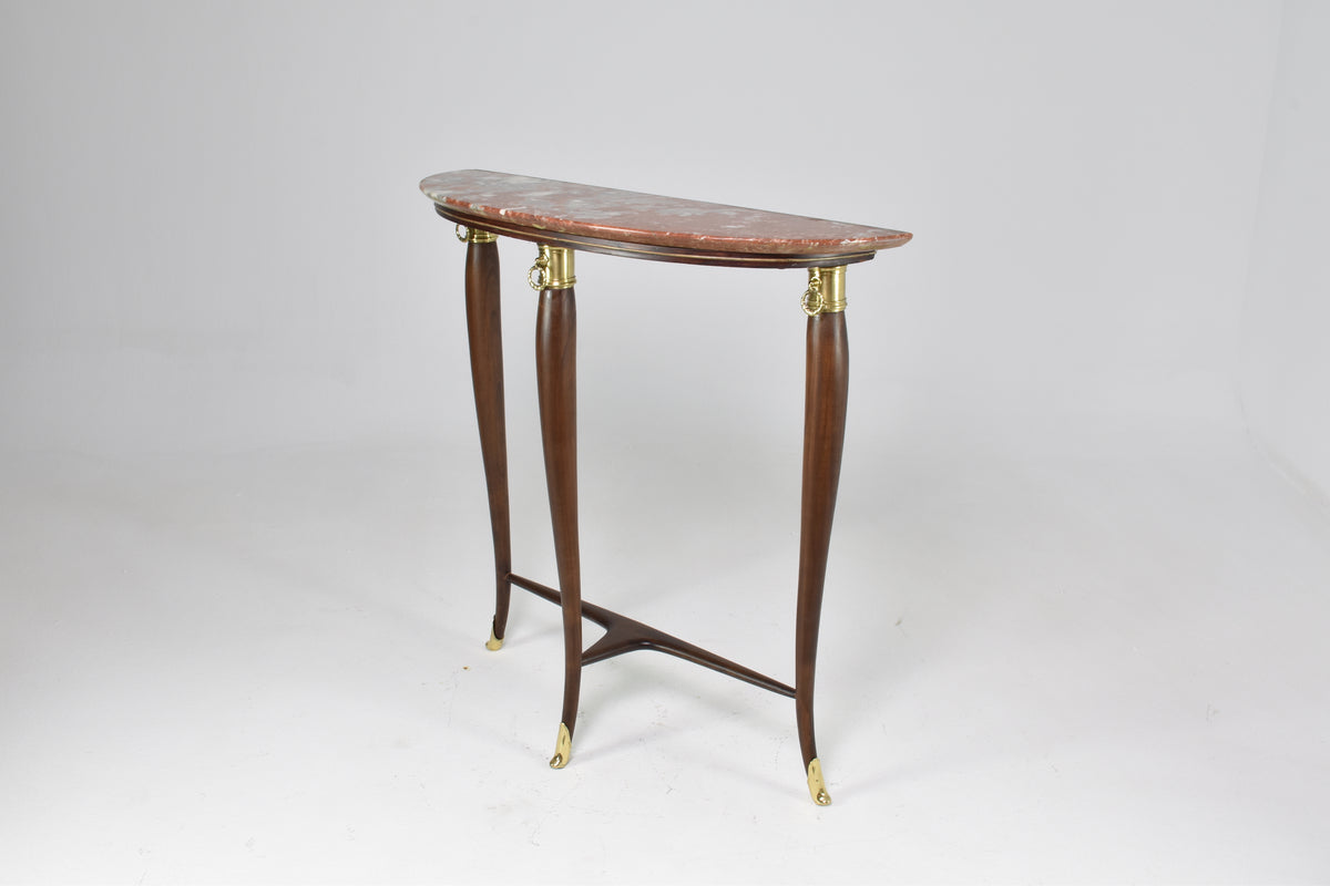 1950's Italian Half Moon Marble Console Table