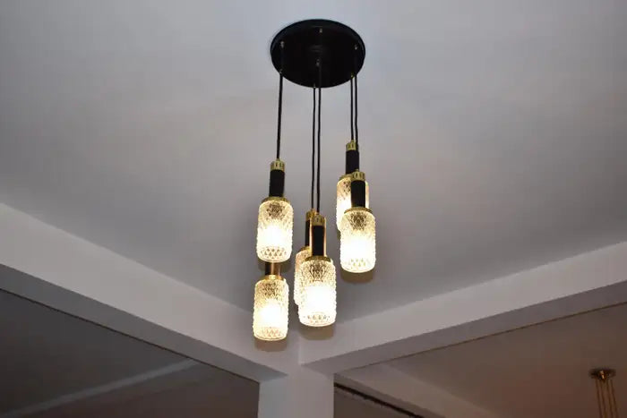 Shop 1960's 6 Light Glass Pendant by Stilnovo - Spirit Gallery Vintage Furniture