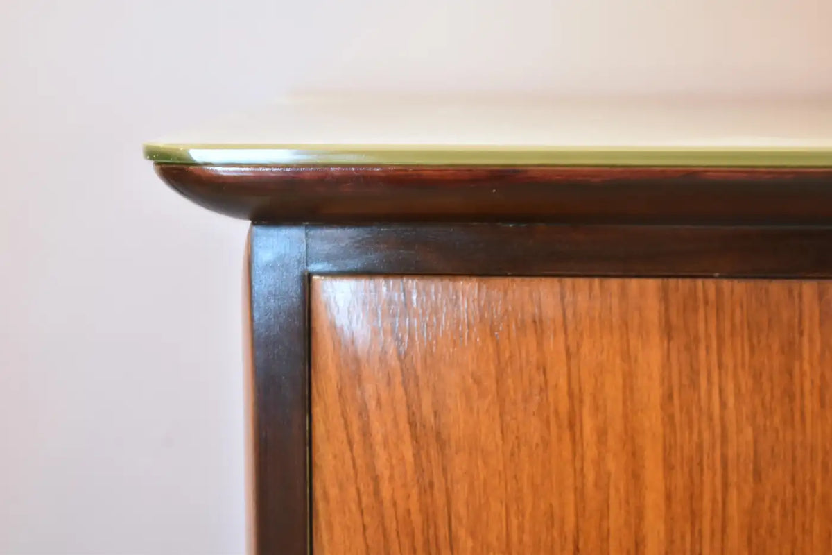 Vintage Italian Walnut and Brass Bar Cabinet Attributed to Paolo Buffa, 1940s