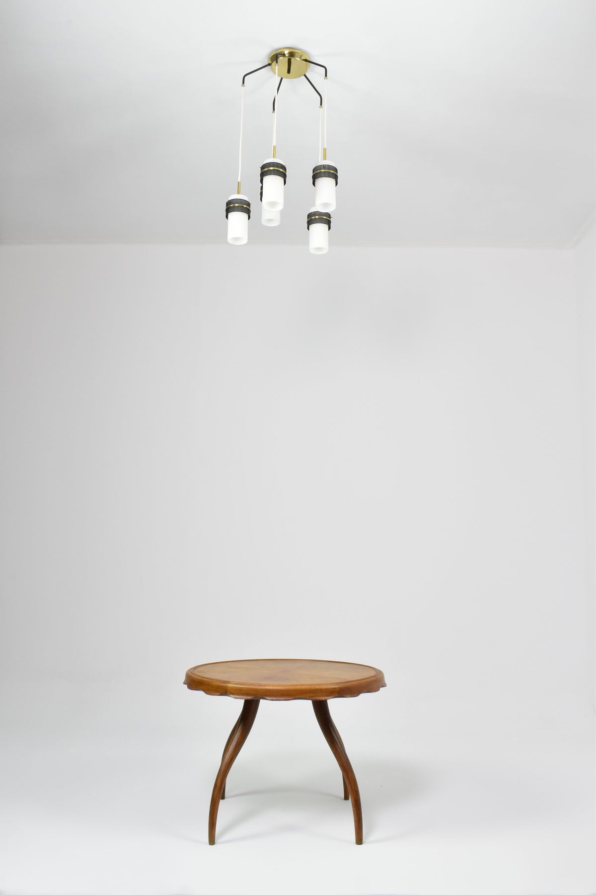 Shop 1950s Italian 5-Light Opaline Glass & Brass Pendant by Stilnovo - Spirit Gallery Vintage Furniture