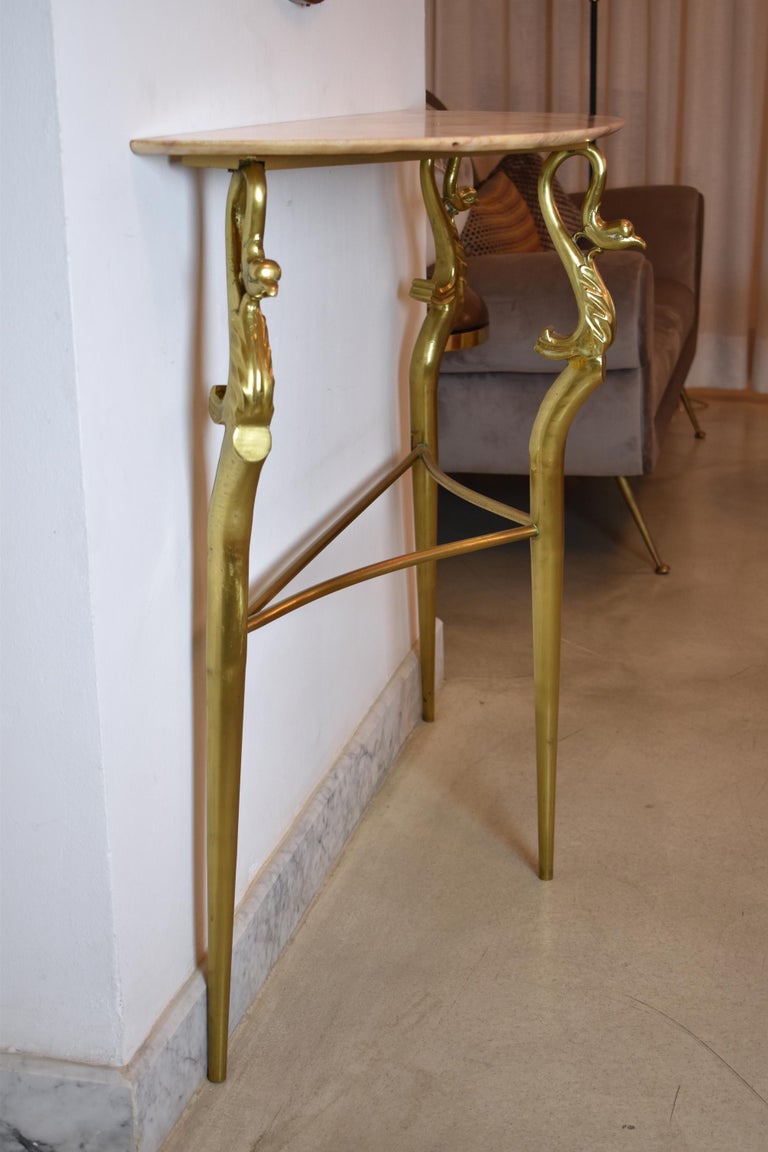 Shop 1950's Italian Brass Marble Console with Mirror - Spirit Gallery Vintage Furniture