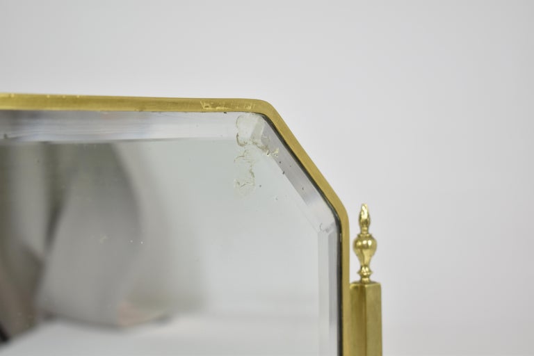 1930's French Adjustable Frame Brass Table Mirror