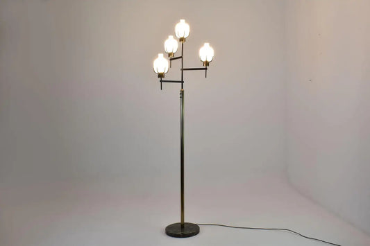 Shop 1950s Vintage Italian Brass & Marble Floor Lamp in the Style of Angelo Lelii - Spirit Gallery Vintage Furniture
