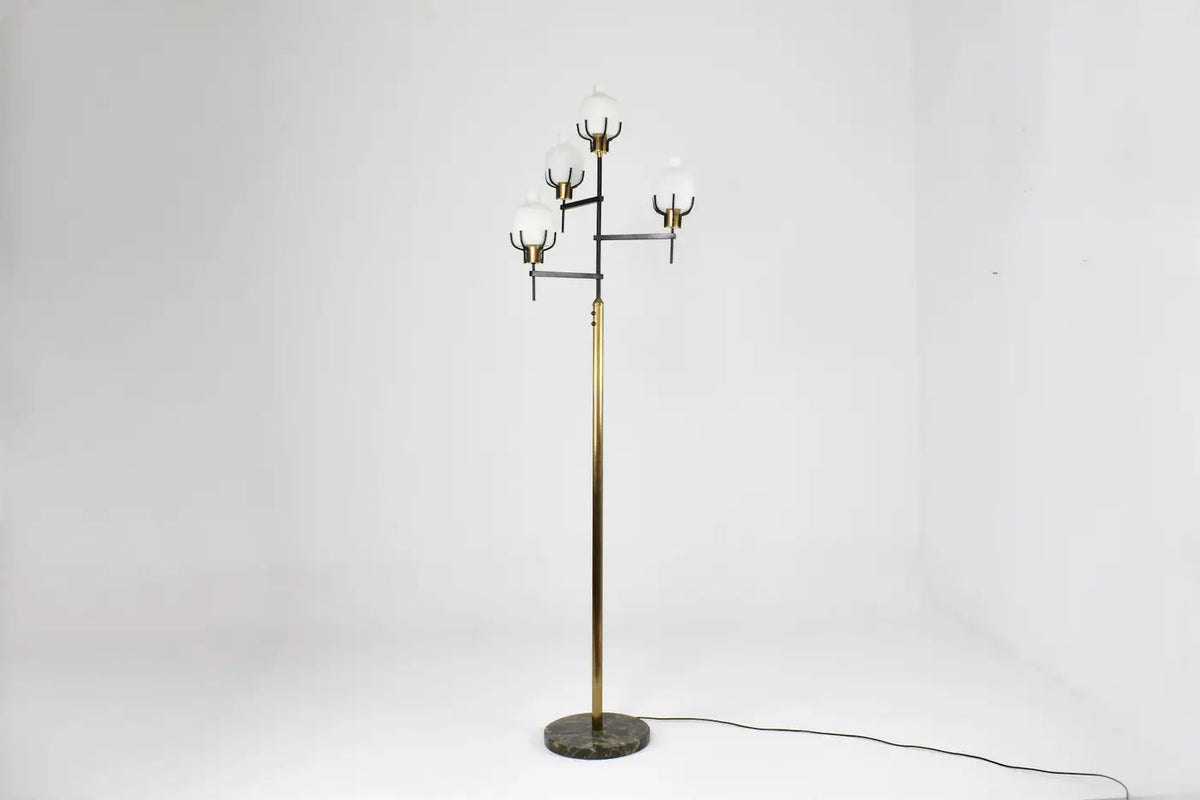 Shop 1950s Vintage Italian Brass & Marble Floor Lamp in the Style of Angelo Lelii - Spirit Gallery Vintage Furniture