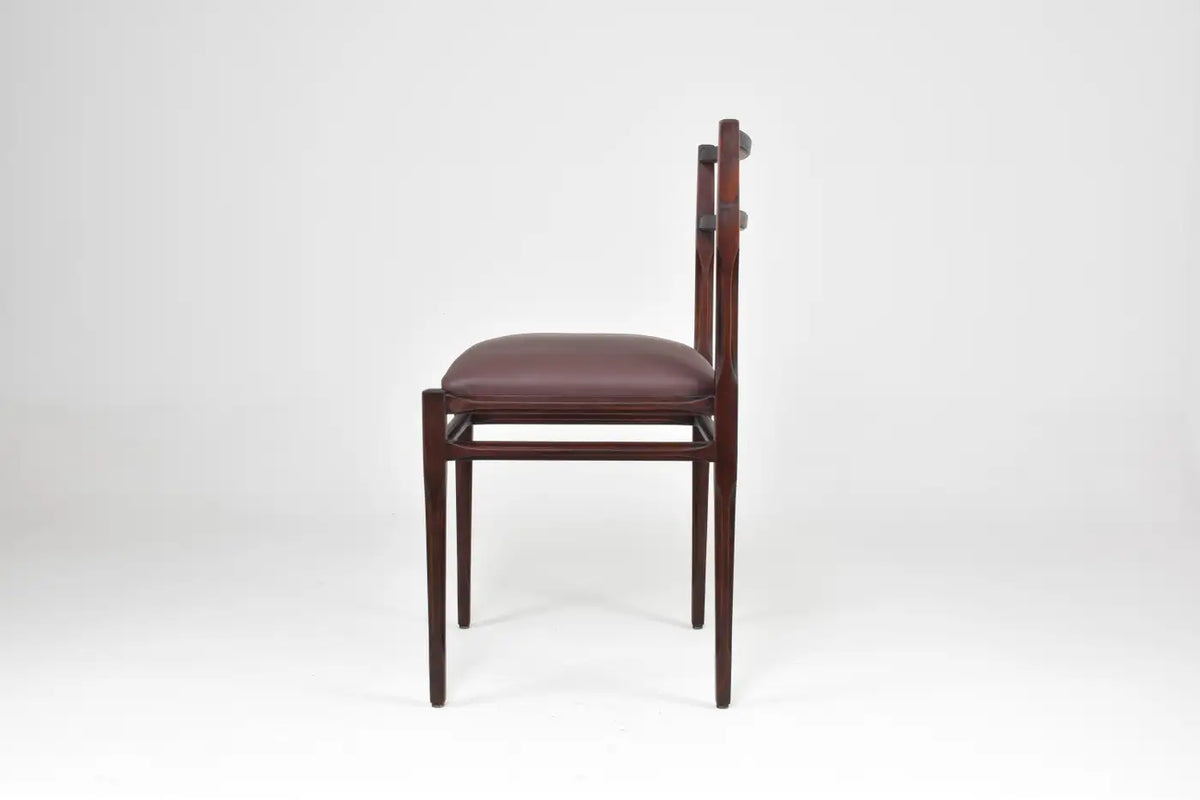 Shop Set of 8 1970s Italian Leather & Wooden Dining Chairs in the Style of Stildomus - Spirit Gallery Vintage Furniture