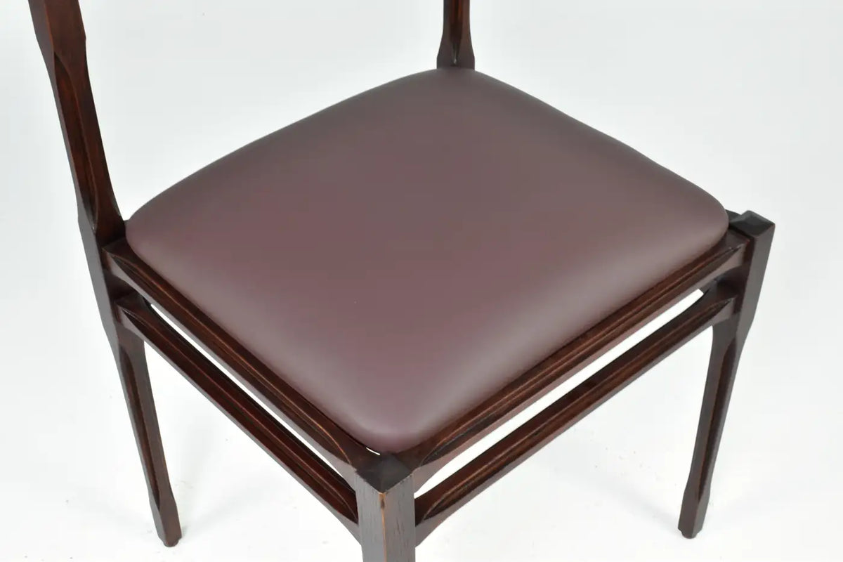 Shop Set of 8 1970s Italian Leather & Wooden Dining Chairs in the Style of Stildomus - Spirit Gallery Vintage Furniture