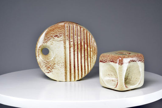 Pair of Giovanni Bertoncello Textured Ceramic Vases, Italy, 1970s