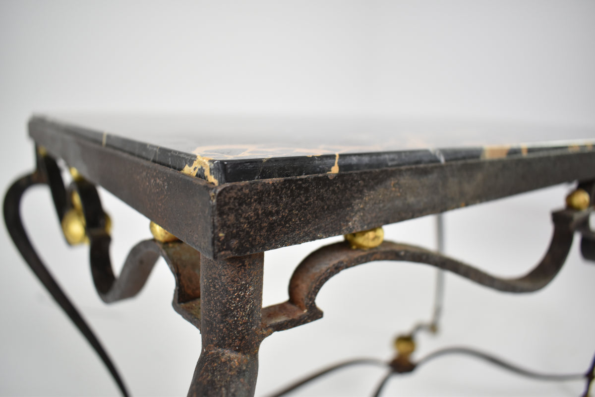 Shop French Brass & Marble Coffee Table Attributed to René Drouet, circa 1945 - Spirit Gallery Vintage Furniture