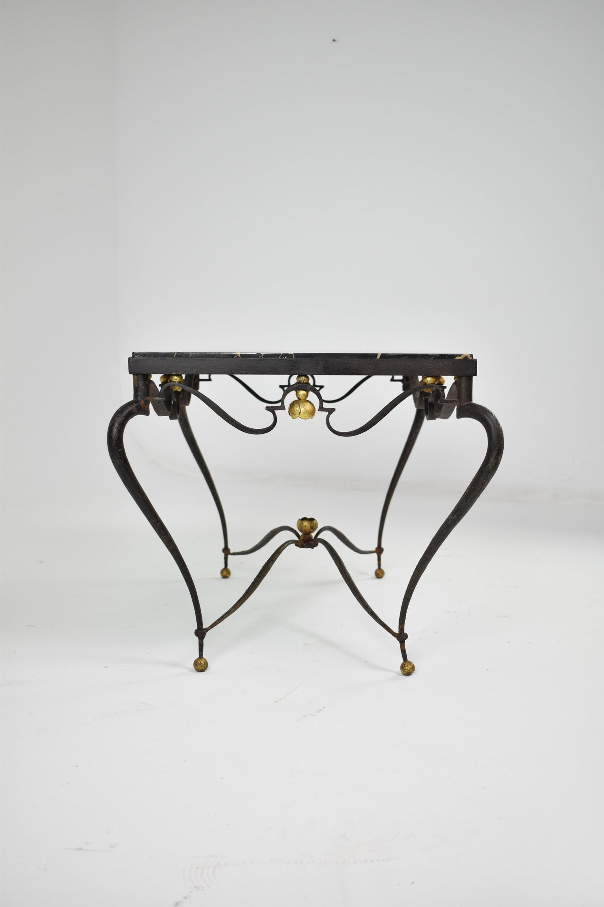 Shop French Brass & Marble Coffee Table Attributed to René Drouet, circa 1945 - Spirit Gallery Vintage Furniture