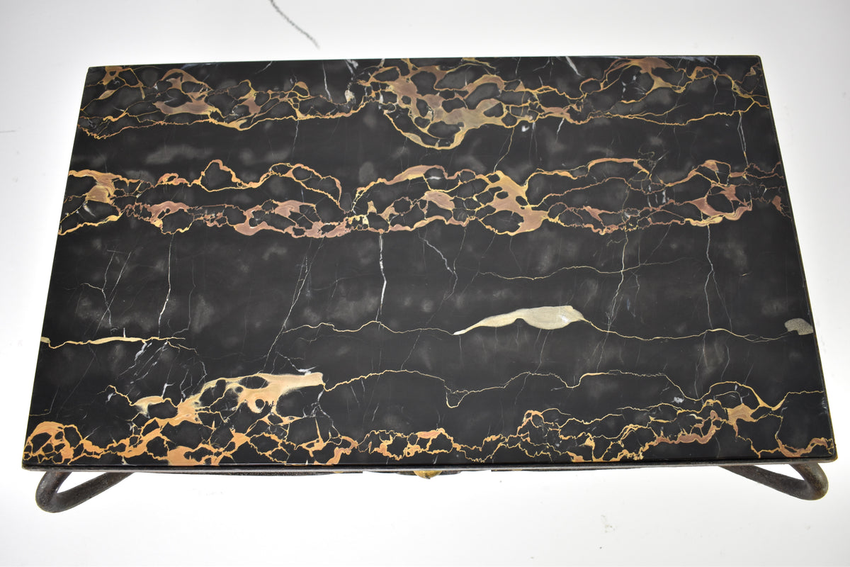 Shop French Brass & Marble Coffee Table Attributed to René Drouet, circa 1945 - Spirit Gallery Vintage Furniture