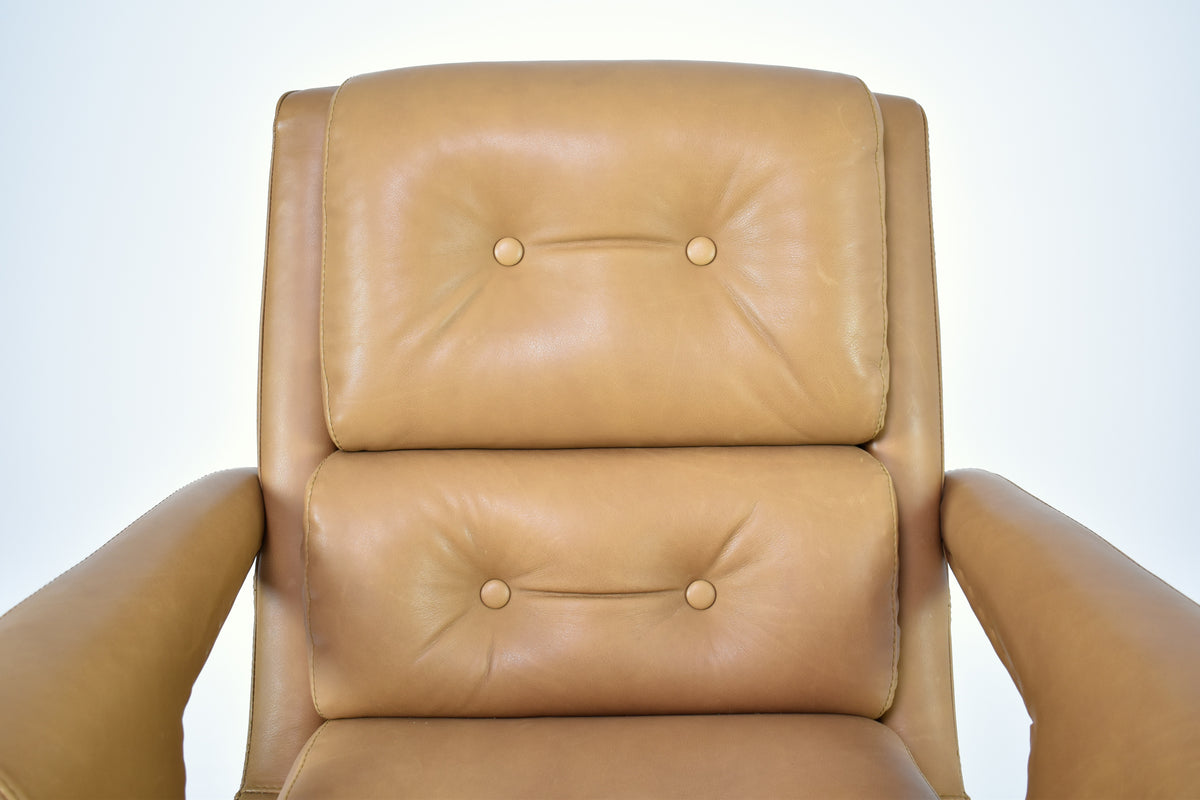 Shop French Leather Executive Chair Attributed to Raphaël Raffel for Apelbaum, 1970s - Spirit Gallery Vintage Furniture