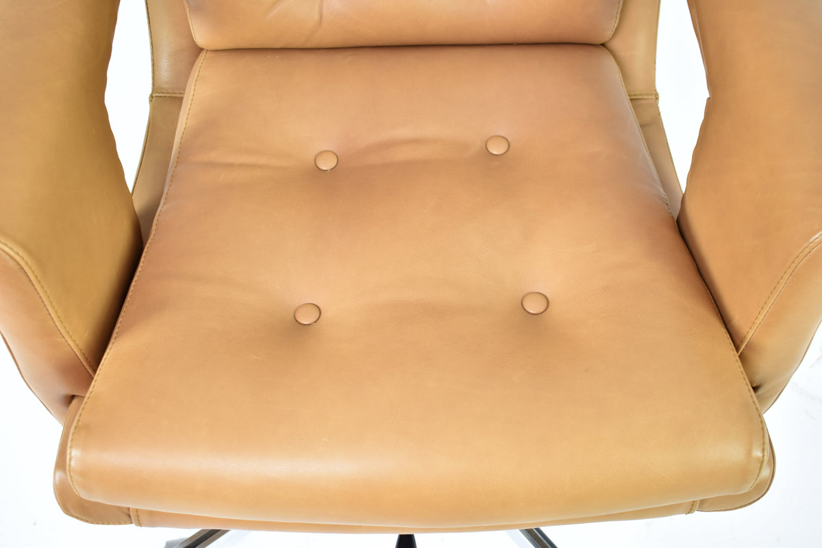 Shop French Leather Executive Chair Attributed to Raphaël Raffel for Apelbaum, 1970s - Spirit Gallery Vintage Furniture
