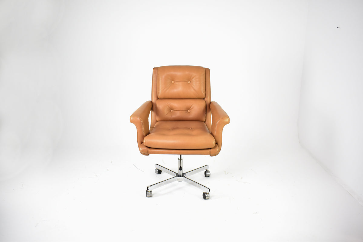 Shop French Leather Executive Chair Attributed to Raphaël Raffel for Apelbaum, 1970s - Spirit Gallery Vintage Furniture